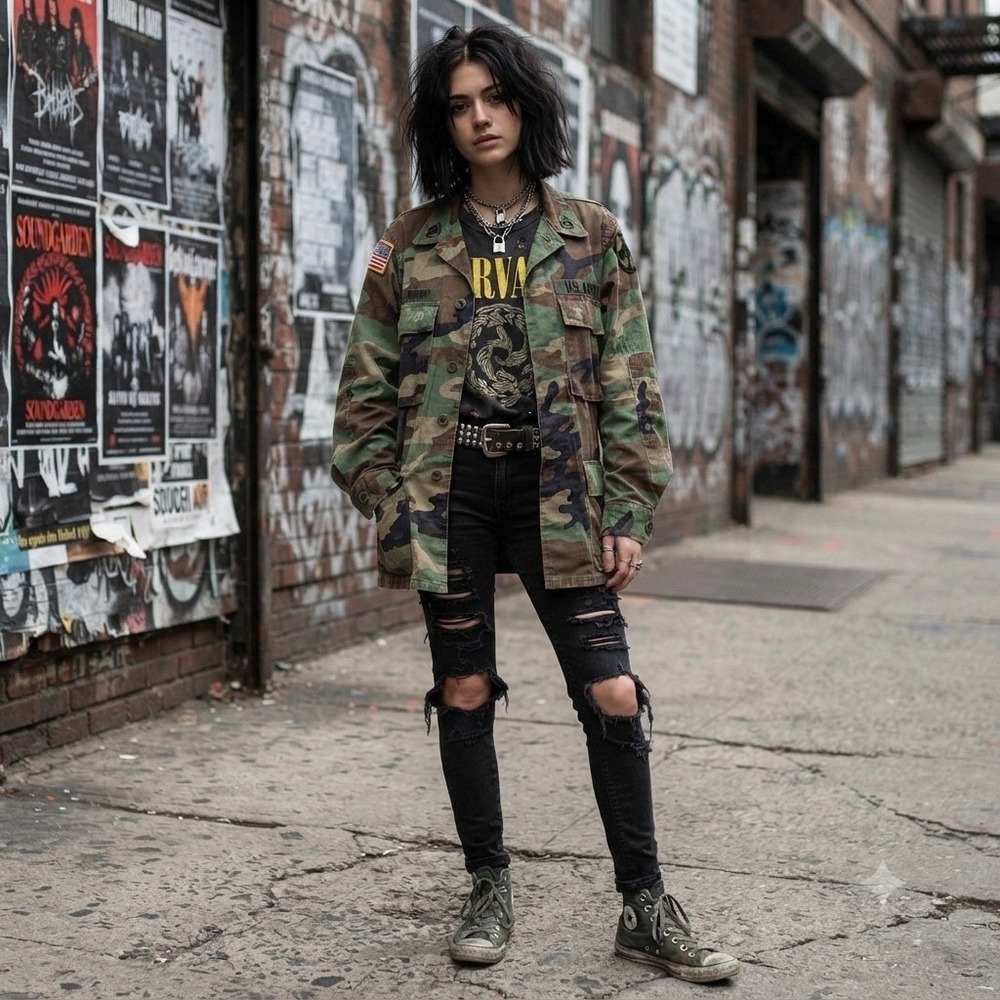 Vintage US Army Woodland Combat Jacket Ripstop Military Shirt Small grunge, punk